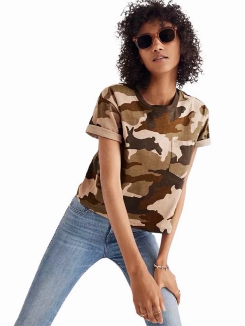 Madewell XL Camo Bunny Pocket Tee - Women’s Short Sleeve T-Shirt